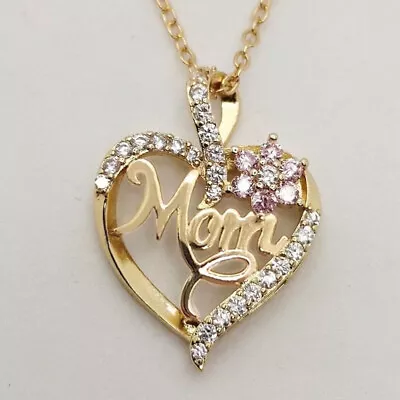 Mother's Day 18k Yellow Gold Plated Necklaces Pendant Cubic Zirconia Mom Jewelry • $2.19