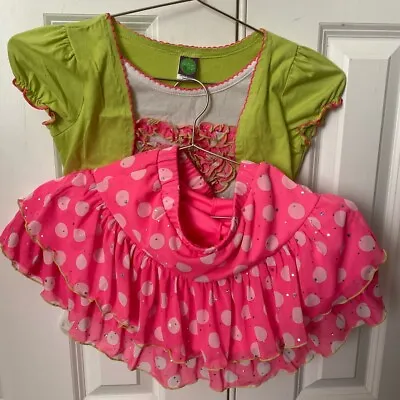 Dollie And Me Green And Pink Matching Outfit Set With 18” Doll Dress Size 12 • $20