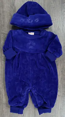 Baby Girl Boy Clothes Vintage Gymboree Preemie Blue Velour Star Outfit & Hat • $59.99