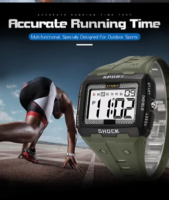 Men Digital Watch Outdoor Sport Big Numbers Easy To Read Water Waterproof • £6.94