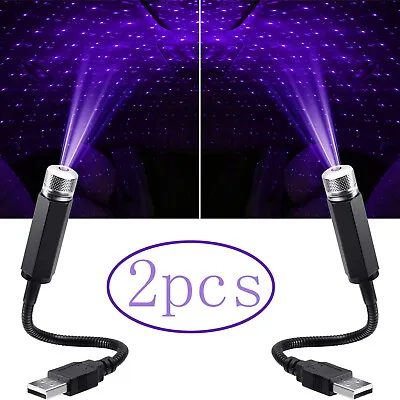 2pcs Car Accessories Interior USB Atmosphere Sky Lamp Ambient Star Night Lights • £7.58