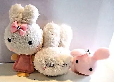 Lot Of 3 Soft Plush Bunnies For Phone Purse Backpack Charm Strap - NWOT (#25) • $4.99