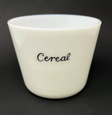 Vintage McKee Milk Glass Cereal Canister Bowl Black Lettering NO LID • $50