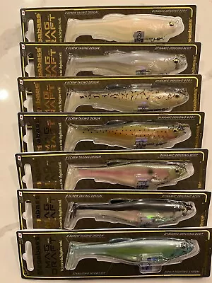 Megabass 6” Magdrafts Lot Of 7 Baits Perch Albino White Back Shad Nude Bass Etc • $99.99