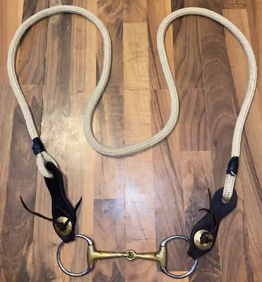 8' Western Round Yacht Rope Loop Reins W Slobber Straps & 5''copper Mouth Eggbut • $65