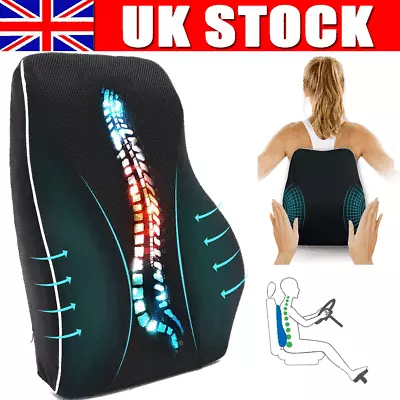 Back Support Pillow For Office Chair Car Seat | Lumbar Memory Foam Cushion Pad • £17.90