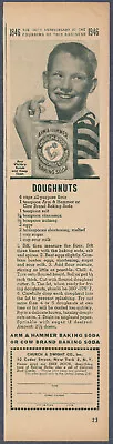 Arm & Hammer Baking Soda Doughnuts Recipe Vintage Magazine Ad 1946 • $9.95