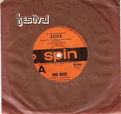 The Bee Gees - Alive - Rare 7  45 Vinyl Record - 1972 • $9.99