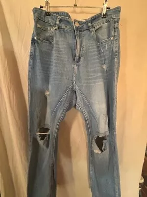 Decjuba D-Luxe Basics Size 10 Blue High-waist Ripped Jeans In VGC • $18.99