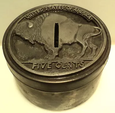 Vintage 1978 Metzke Metal Buffalo 2 Piece Coin Bank • $20