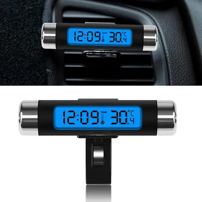 Car Digital LCD Time Clock Temperature Display Electronic Thermometer Blue Light • $10.35