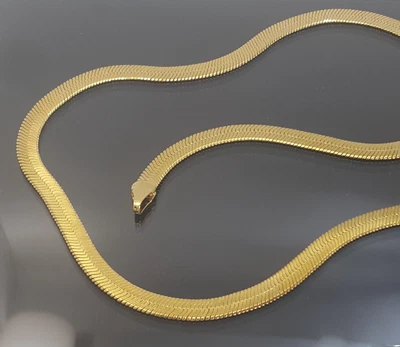 £19.09 • Buy 18K Gold Filled Stunning Italian Flat Bevelled Snake Chain 18ct GF Necklace 46cm