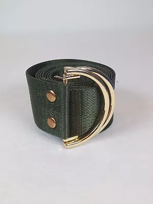 Mens Womens Belt Nylon D Ring Belt Dark Green Up To Waist Size 44 • £8.75