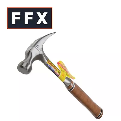 Estwing ESTE16S E16S Straight Claw Hammer Leather Grip 16oz Nail Puller Rip  • £41.95