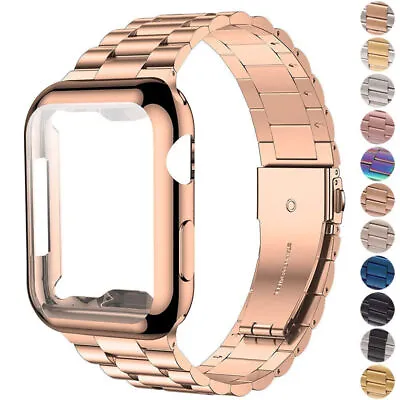 $4.99 • Buy For Apple Watch Series 8 7 6 5 4 3 2 SE 40 41 45mm Metal IWatch Strap Band Case
