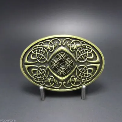 Bronze Keltic Celtic Knot Oval Western Metal Fashion Belt Buckle • $10.95