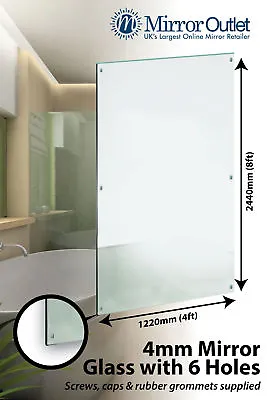 £160 • Buy Extra Large Mirror Bathroom Gym Glass With 6 Holes 8ft X 4ft 4mm Thick