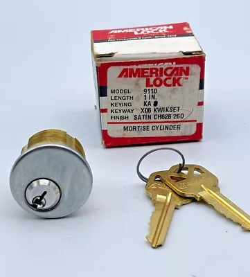 Mortise Cylinder American Lock Solid Brass 1'' Long Kwikset Keyway Satin 26 • $19.95