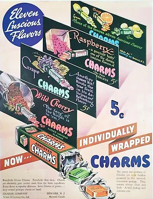 $12.59 • Buy Charms Fruit Candy Vintage Ad Art Magazine Print Grape Rasperry Wild Cherry 