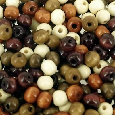 £2.50 • Buy Mixed Brown Wood 7 X 8mm Plain Round Beads Craft Wooden Bead 100 Pack, W808