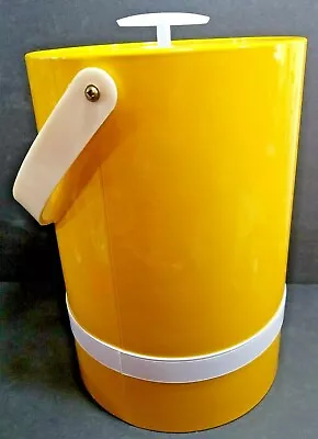 $29.99 • Buy Vintage Georges Briard Vinyl Tall Ice Bucket Yellow W/ Lucite Plastic Lid