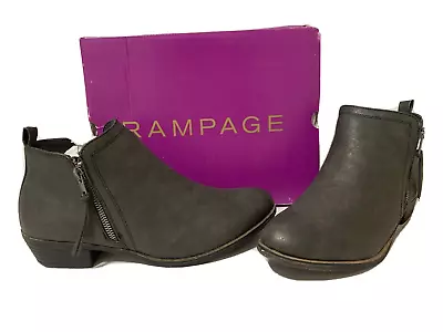 Rampage TARRAGON Women’s Boots  Antique Black Metallic 2 Zip Size 10 M Ankle….M9 • $18.99