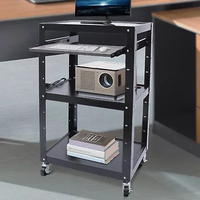 Metal AV Cart 3 Tier Shelf Truck Media Stands Steel Warehouse Kitchen 198 Lbs US • $149