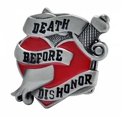 DEATH BEFORE DISHONOR BIKER BELT BUCKLE Knife Through Heart Tattoo Flash Art • $9.99