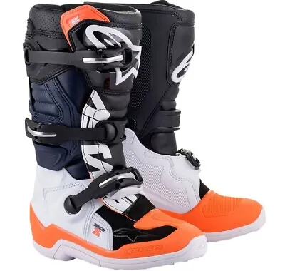 Alpinestars Tech 7s Youth Motorcross ATV MX Offroad Boots 3 Black White Orange • $351.11