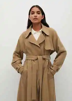 $79 • Buy Mango Brown Taxi Long Flowy Trench Size S Small