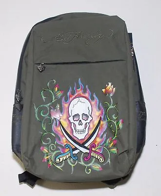 ED HARDY SCHOOL LAPTOP BACKPACK MENS In OLIVE SWORDS CASUAL TRAVEL BAG • $59.99