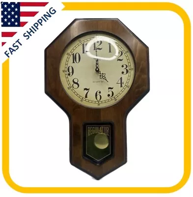 Vintage Verichron 23.5”x15.5”x3” Schoolhouse Regulator Clock Westminster Chime • $89