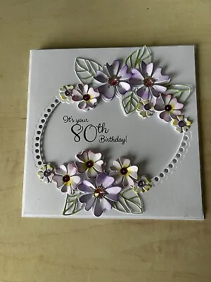 Handmade Luxury 80th Birthday Card Pansy Personalised • £5.25