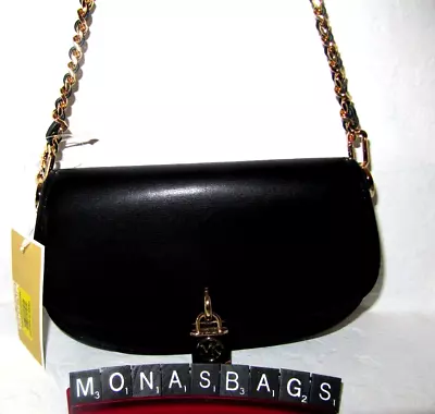 Michael Kors Mila Black Leather Small E W Chain Sling Messenger Bag NWT $258 • $139.99