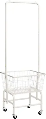 Laundry Cart With Rack Rolling Laundry Butler With Wire Storage Rack，Black • $84.99