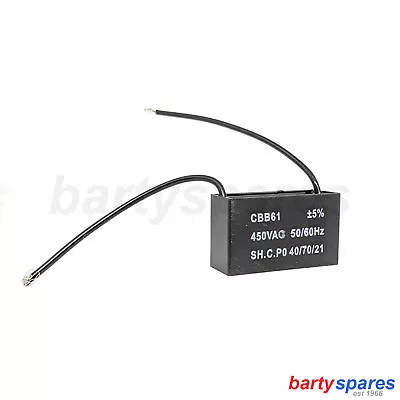 CBB61 AC450V 2uF  Wired Motor Run Capacitor Replacement Black 2uf  • £6.49