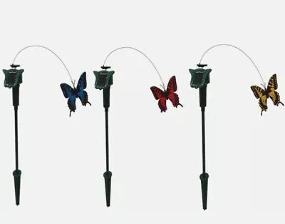 2 X Solar Battery Powered Fluttering Butterfly Stake Garden Décor Ground • £8.99