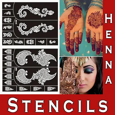 Henna Template Stencils Glitter Mehndi Hand Temporary Tattoo Lace Body Art • £3.98