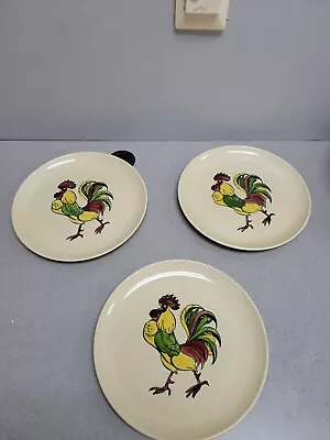 3 Metlox Poppytrail California Provincial Green Rooster Dinner Plates 10  • $24.50