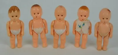 Lot 5 Vintage ~ DOLLHOUSE BABIES ~ 2.5  Hard Plastic Dolls • $14.50