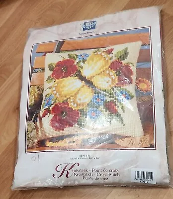 Vervaco Verachtert Cross Stitch Yellow Butterfly/red Flowers.NEWsealed. 16x16  • $21