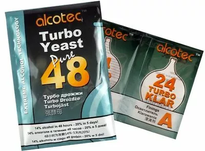 Alcotec 48 Yeast + Alcotec Turbo Klar 24 Turbo - Home Brewing - Free P&P UK • £39.99