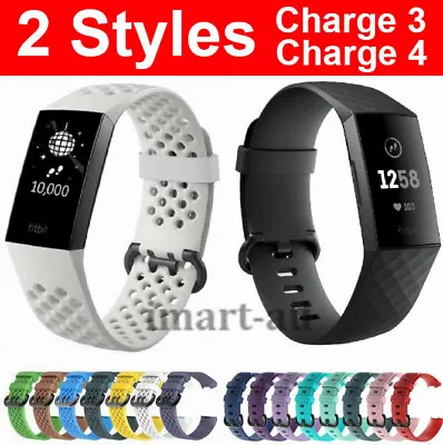 $4.45 • Buy Fitbit Charge 3 4 Sports Band Silicone Replacement Strap Wristband Bands