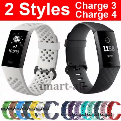 Fitbit Charge 3 4 Sports Band Silicone Replacement Strap Wristband Bands • $4.45