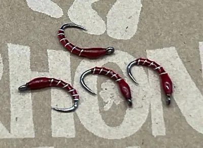 4ea. Red Zebra Midges Size #20 (un-weighted). Excellent Winter Midge Pattern. • $9.75