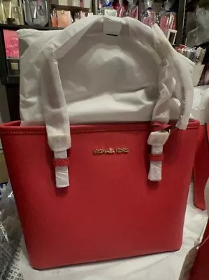 Michael Kors Jetset Travel Extra-Small Saffiano Leather Top-Zip Tote Bag - Red • $125