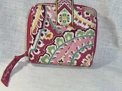 Vera Bradley Mini Zip Wallet In “Capri Melon “ Coin Purse Dollar Bill Billfold • $9.99