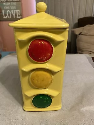 Vintage  Stop Traffic Light Cookie Jar Storage Container • $45