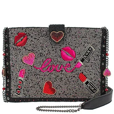 Mary Frances 9  Kiss And Tell Beaded Makeup Crossbody Clutch Handbag Lipstick... • $118