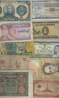 World Mix   1920 - 2009 ~ 10 X Paper Money Lot # 7706  (*-*) Low Grade • $3.99